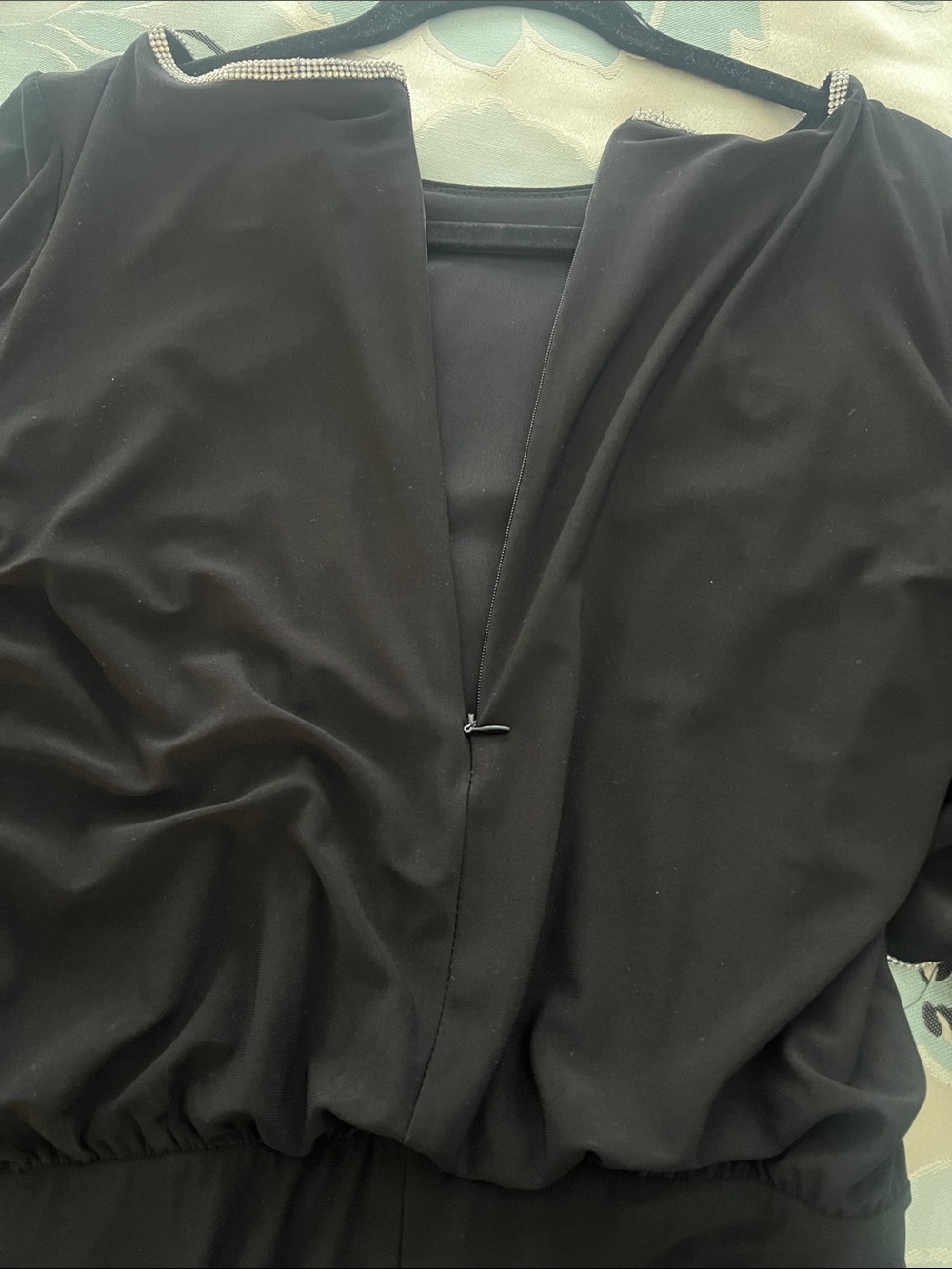 MSK Black Long-Sleeve Jumpsuit with Silver sparkle Accent Trim - Picture 8 of 8